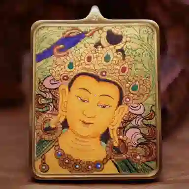 玉临门 国风吉祥如意八大守护神唐卡热贡手绘 合金 吊坠 男女同款情侣款