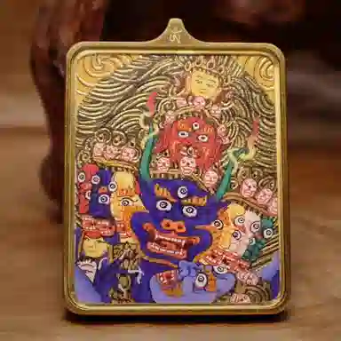 玉临门 国风转运护身大威德金钢唐卡热工手绘 合金 吊坠 男女同款情侣款