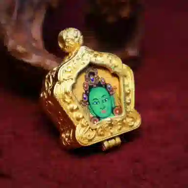 玉临门 新中式转运护身 绿度母唐卡热贡手绘 合金 项坠 男女同款情侣款