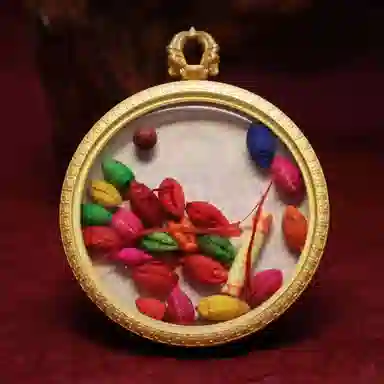 玉临门 新中式民族风藏式复古白拉姆圆形唐卡热贡手绘 合金 吊坠 男女同款情侣款