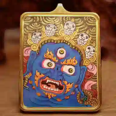 玉临门 国风吉祥如意八大守护神唐卡热贡手绘 合金 吊坠 男女同款情侣款