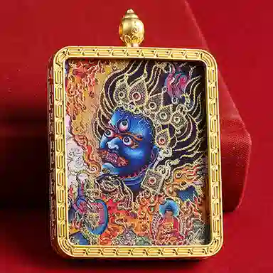 【五路财神来敲门】 玉临门 助力上岸 国风六臂玛哈噶拉唐卡 藏式大黑天 藏传佛教护身符能量#好运 合金 项链 男女同款情侣款