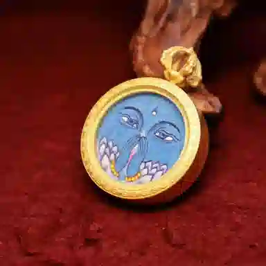 玉临门 国风消灾解难 绿度母可爱版唐卡热贡手绘 合金 吊坠 男女同款情侣款