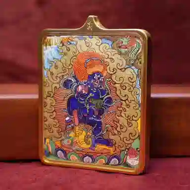 玉临门 国风黑财神唐卡热贡手绘 合金 项坠/吊坠 男女同款情侣款 礼盒