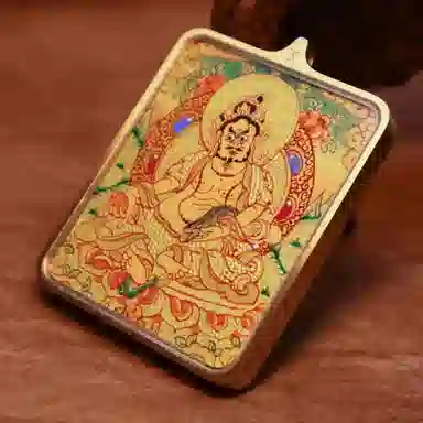 玉临门 新中式民族风财源广进黄财神唐卡热贡手绘 合金 项坠/吊坠 男女同款情侣款 礼盒包装