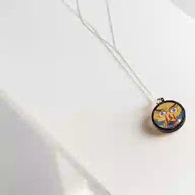 玉临门 国风民族风财源滚滚好运连连黄财神手绘唐卡热贡手绘 合金 吊坠 男女同款情侣款 送 男 女朋友 七 夕礼 物 礼盒包装