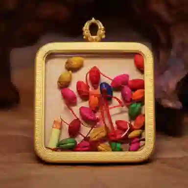 玉临门 国风平安吉祥 文殊菩萨加心咒可爱版唐卡热贡手绘 合金 吊坠 男女同款情侣款