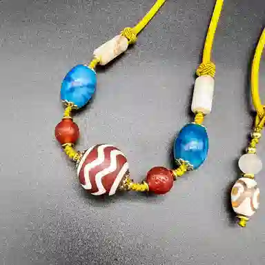 玉临门 国潮藏式民族风护身佛珠 玛瑙 玉石项链 男女同款情侣款