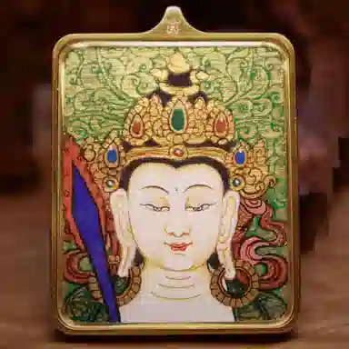 玉临门 国风吉祥如意八大守护神唐卡热贡手绘 合金 吊坠 男女同款情侣款