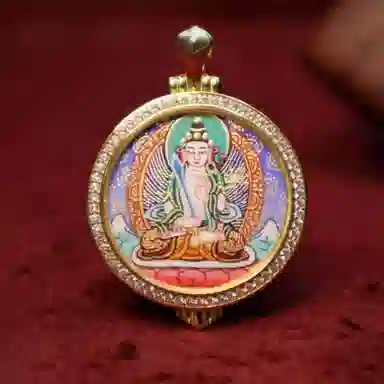 玉临门 国潮招财转运八大守护神唐卡热贡手绘 合金 吊坠 男女同款情侣款 礼盒