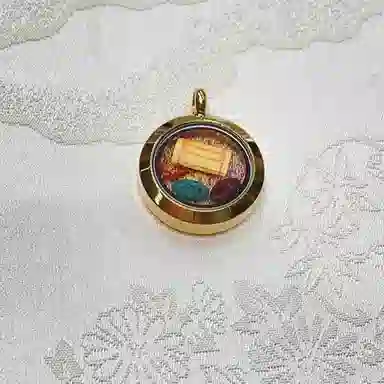 玉临门 国潮官运亨通步步高升绿财神圆形唐卡热贡手绘 合金 吊坠 男女同款情侣款 送 男 女朋友 七 夕礼 物 礼盒包装