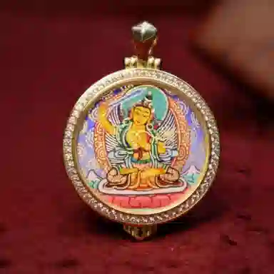 玉临门 国潮招财转运八大守护神唐卡热贡手绘 合金 吊坠 男女同款情侣款 礼盒