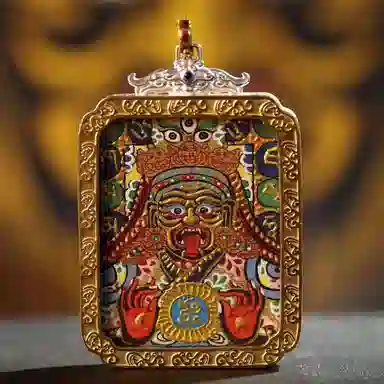 玉临门 国风民族风藏式复古平安顺利纳福扎基拉姆唐卡热贡手绘 合金 项坠 男女同款情侣款 送 男 女朋友 七 夕礼 物 礼盒包装