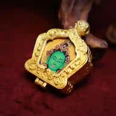 玉临门 新中式转运护身 绿度母唐卡热贡手绘 合金 项坠 男女同款情侣款