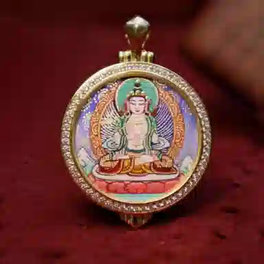 玉临门 国潮招财转运八大守护神唐卡热贡手绘 合金 吊坠 男女同款情侣款 礼盒