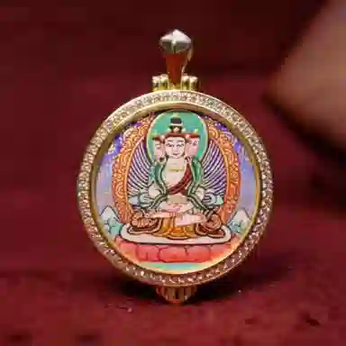 玉临门 国潮招财转运八大守护神唐卡热贡手绘 合金 吊坠 男女同款情侣款 礼盒