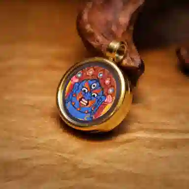 玉临门 国潮国风招财纳福黑财神唐卡热贡 合金 吊坠 男女同款情侣款