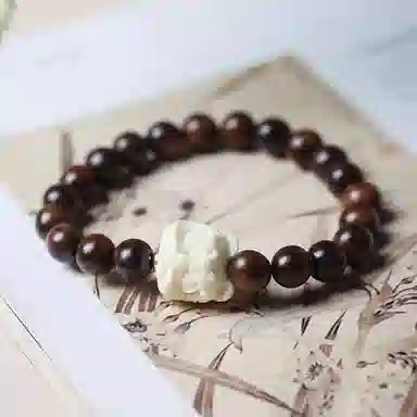 郁馨 醒狮转运诸事顺遂本命年手持盘玩佛珠简约文艺范单圈禅意典雅气质 考研考试上岸#好运 花梨木 手串 男女同款情侣款