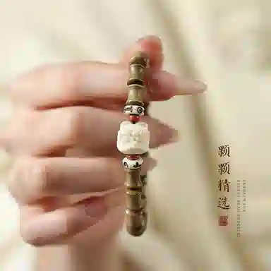 郁馨 狮狮顺心节节高升醒狮纳福文玩手饰佛珠 国潮风新中式小众本命年转运 财源滚滚#好运 绿檀 手串 男女同款情侣款