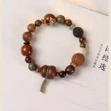 郁馨 多宝葫芦流苏吊坠手饰本命年转运佛珠盘玩手饰 简约单圈叠戴日常通勤民族风禅意考公考试上岸#好运 菩提根 手串 男女同款情侣款