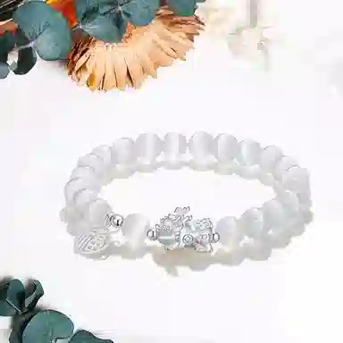 【细腻清透*纳福貔貅】 郁馨 精品级少女感温婉 转运盘玩珠复古清冷感一步一响恋爱磁场#好运 玻璃猫眼 手镯 女款