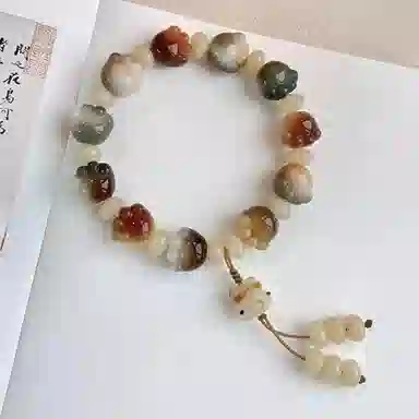 郁馨 创意新中式流苏可爱猫咪萌趣手持盘玩精工雕刻有钱花本命年转运 考研考试上岸#好运 菩提根 手串 男女同款情侣款