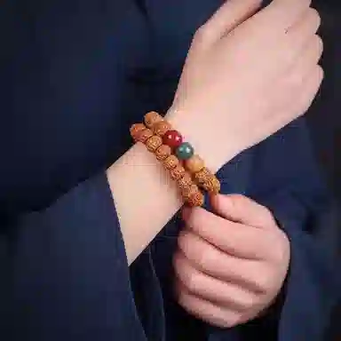 【暴富发财】 郁馨 双圈叠戴简约佛珠 红绿灯三色珠招财转运饱满爆肉树王小众创意 #好运 金刚菩提 手串 男女同款情侣款