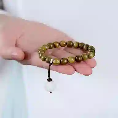 郁馨 古风清幽文艺流苏吊坠中式美学高级感素雅单圈手持盘玩念珠 国潮森系温柔考神附体#好运 绿檀 木作手串 男女同款情侣款