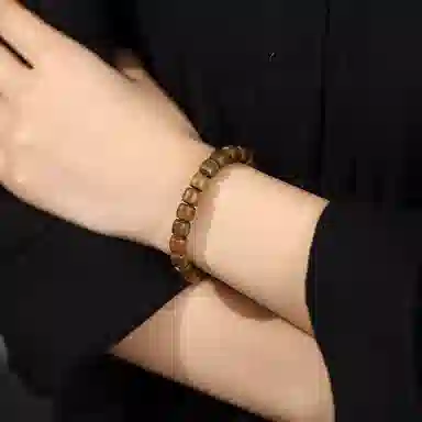 郁馨 单圈桶珠素串简约禅意温柔森系学院风 中式美学盘玩佛珠小清新文艺 招财纳福#好运 绿檀 手串 男女同款情侣款