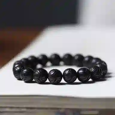 郁馨 单圈禅意素雅雕刻莲花珠手持文玩串珠招财纳福新中式清幽 考研考试上岸学业有成#好运 黑檀 手串 男女同款情侣款