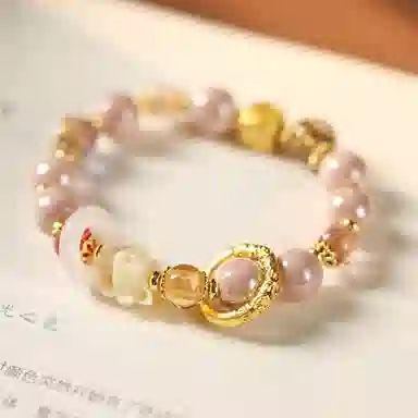 郁馨 中式美学招财香灰粉瓷凤九盘玩手饰本命年转运民族风高级感 温柔甜美约会 正缘桃花#好运 琉璃 手链 男女同款情侣款