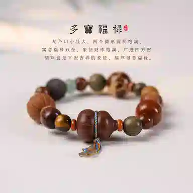 郁馨 多宝葫芦流苏吊坠手饰本命年转运佛珠盘玩手饰 简约单圈叠戴日常通勤民族风禅意考公考试上岸#好运 菩提根 手串 男女同款情侣款
