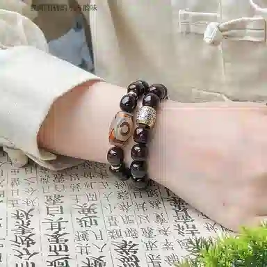 郁馨 吉祥如意溏心老料藏式天珠本命年转运三眼纳福祥云小众设计感 休闲解压盘玩 #好运 菩提根 手串 男女同款情侣款