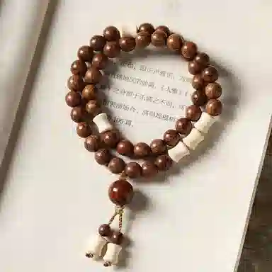 郁馨 双圈典雅竹节珠步步高升流苏吊坠手饰 休闲盘玩民族风本命年转运考公考试上岸#好运 金丝檀木 手串 男女同款情侣款