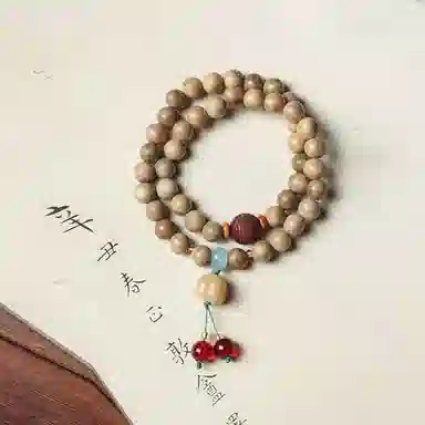 郁馨 国风双圈叠戴佛珠手饰 柿柿如意雕刻六字真言考研考试上岸简约百搭 考神附体#好运 奶香木 手串 男女同款情侣款