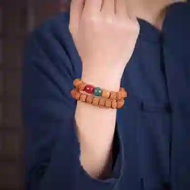 【暴富发财】 郁馨 双圈叠戴简约佛珠 红绿灯三色珠招财转运饱满爆肉树王小众创意 #好运 金刚菩提 手串 男女同款情侣款