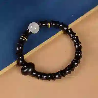 郁馨 新中式文艺步步高升竹节跑环单圈佛珠转运珠 绕指柔盘玩手饰本命年守护 学业有成#好运 黑檀 手串 男女同款情侣款