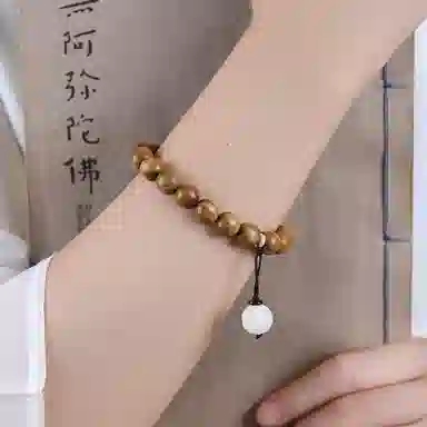 郁馨 古风清幽文艺流苏吊坠中式美学高级感素雅单圈手持盘玩念珠 国潮森系温柔考神附体#好运 绿檀 木作手串 男女同款情侣款