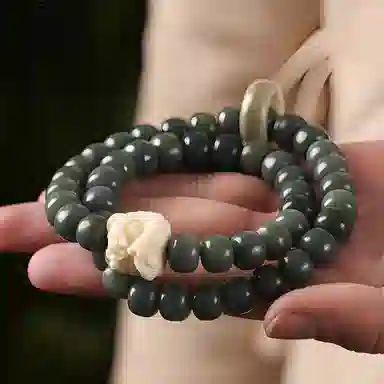 郁馨 国潮风化复古醒狮简约禅意 暴富发财古色古韵#好运 菩提根 手串 男女同款情侣款