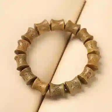 郁馨 国风素圈竹节珠六字箴言雕刻文玩手持佛珠节节高升考研考试上岸串珠 学业有成#好运 绿檀 手串 男女同款情侣款
