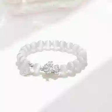 【细腻清透*纳福貔貅】 郁馨 精品级少女感温婉 转运盘玩珠复古清冷感一步一响恋爱磁场#好运 玻璃猫眼 手镯 女款