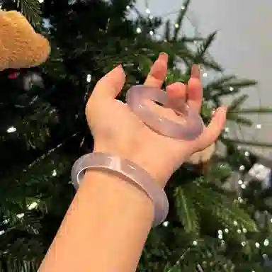 郁馨 紫罗兰中式美学一步一响清冷高级感典雅温柔古色古香旗袍汉服百搭简约 玻璃猫眼 手镯 男女同款情侣款