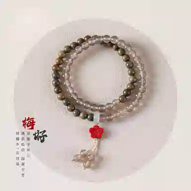 郁馨 正缘桃花小梅好暴富手饰 拼接双圈盘玩流苏 小清新田园风简约典雅高级感 学业有成#好运 绿檀 木作手串 男女同款情侣款