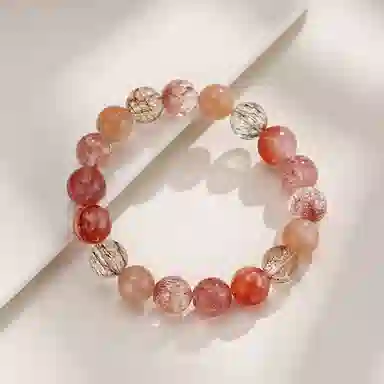 【正缘桃花】 郁馨 烟花发晶桃之夭夭红红火火简约精致轻奢单圈招财纳福 高级感水逆退散温柔气质#好运天然 多色水晶 手串 女款