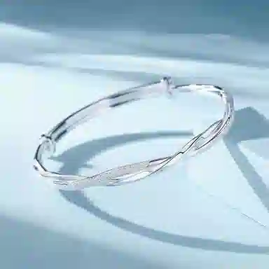 郁馨 莫比乌斯系列爱无止境新中式素圈一步一响简约百搭设计感古风旗袍古香 #好运 玻璃猫眼 手镯 男女同款情侣款