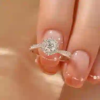 郁馨 六芒星爆闪温柔轻奢高级感开口可调节对戒 心动信号恋爱频率高级感闪耀星河璀璨 合金 锆石戒指 男女同款情侣款