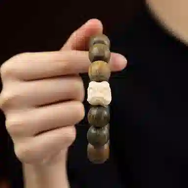 郁馨 过手留香大颗粒盘玩佛珠简约复古民族风鸿运当头醒狮瑞兽招财纳福静心手捻 招财进宝#好运 绿檀 手串 男女同款情侣款