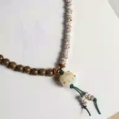 郁馨 炭烧猫爪双圈叠戴拼接招财猫流苏吊坠盘玩手饰 森系温柔少女心民族风典雅佛珠 考公考试上岸#好运 绿檀 手串 男女同款情侣款