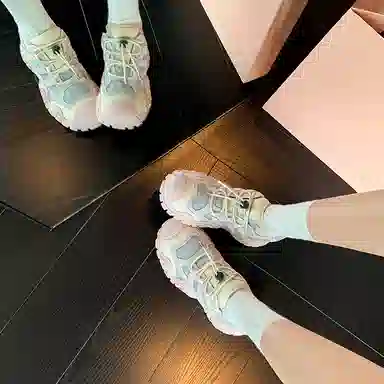 生活休闲甜美时尚透气松糕底百搭少女鞋 低帮 老爹鞋 女款