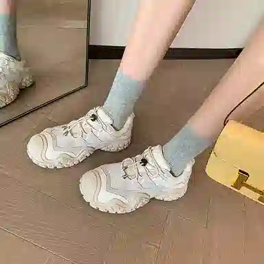 生活休闲甜美时尚透气松糕底百搭少女鞋 低帮 老爹鞋 女款